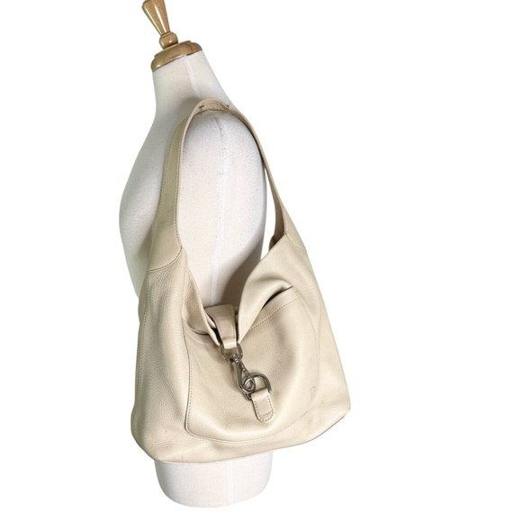 Dooney & Bourke Pebbled Leather Shoulder Hobo Bag Medium Cream - Picture 9 of 14